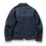 Mcikkny Men Striped Casual Denim Jackets Spring Autumn Washed Outwear Coats