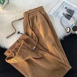 Foesce Spring Autumn  Casual Pants for Men Loose Corduroy Pants Men Casual Pants Korean Wide Leg Pants Jogger Pants