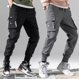 Cross-border Trade Men's Summer Thin Cargo Pants Loose-fit Multi-pocket Casual Pants Versatile Tying Foot