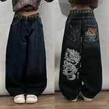 Harajuku Retro Hip Hop Print Baggy Jeans Jeans New Y2K Womens Black Pants Gothic High Waisted Wide Trousers Streetwear