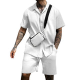 Men's Sets New Casual Comfortable Button Short Sleeve Polo Shirt and Shorts Two Piece Set for Men Fashoin Sweatpants Suit