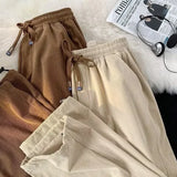 Foesce Spring Autumn  Casual Pants for Men Loose Corduroy Pants Men Casual Pants Korean Wide Leg Pants Jogger Pants