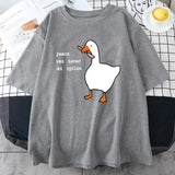 Peace Was Never An Option Prints Men T-Shirt Funny Ducks Short Sleeve Cotton Tee Casual Loose Tops Man T-Shirts Street Clothing