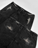 2024 New Hip Hop Punk Patchwork Black Ripped Baggy Jeans Rock Goth Y2k Men’s Jeans Wide Leg Floor Length Denim Pants Streetwear