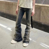 Niche Men Jeans Wash Gradient Floor Mop Casual Trend Vintage New Korean Fashion Flared Pants  High Street 24X1639