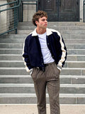 2024 Autumn Winter New Single Breasted Men's Baseball Jacket Trendy American Style Lapel Contrast Casual Loose Male Coat