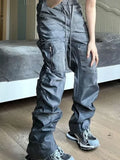 Cargo Pants for Men Trousers Man Black Grey Stacked Hip Hop Nylon Fashion Aesthetic Designer Oversize Korean Style Baggy Cotton