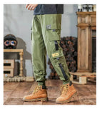 Men's Cargo Pants Casual Hip Hop Hit Color Multiple Pockets Trousers Streetwear Ribbons Techwear Sweatpants