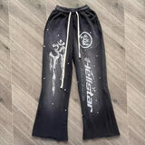 Hellstar Flare Black Flame  Pants