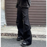 American Style Elastic Waist Loose-fit Casual Trousers  Sensibility Ruffled Wide-leg Pants Men's Tuxedo Pants