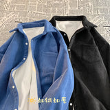 Fleece Corduroy  Casual Men's Shirts Clothing Big Size Long Sleeve Shirt Man Social Mens Shirt Top Cool 2024 Autumn Winter