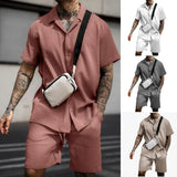 Men's Sets New Casual Comfortable Button Short Sleeve Polo Shirt and Shorts Two Piece Set for Men Fashoin Sweatpants Suit