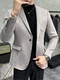 Men's Wool Suit Jacket Business Casual Slim Fit Single Button Formal Wear Luxury Elegant Male Solid Color Blazer Top Coat