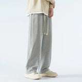 New Cotton Fabric Men's Casual Pants Wide Leg Straight Loose Outdoor Sweatpants Neutral High-quality Soft Long Baggy Trousers