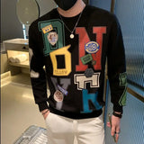 Fashion O-Neck Loose Printed Letter Sweatshirts Men's Clothing Autumn Winter New Oversized Korean Tops Casual Sweatshirts