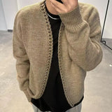 Vintage Overweight Pounds Mens Cardigan Sweater Luxury Design Jacquard Weave Hand Knitted Tops Autumn Winter Wool Knitwear Coat