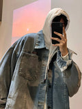 Hip Hop West Coast Oversize Denim Jacket Men Spring Autumn American High Street Jeans Coat Y2k Harajuku Streetwear Outerwear