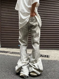 2024 Pantalon Y2K Streetwear Tie Dye White Baggy Flare Jeans Pants Men Designer Clothes New Rock Old Women Long Trousers Roupa