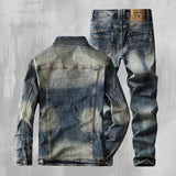 2024 Autumn/Winter  New American Denim Coats Set Classic Simple and Versatile Washed Elastic Cowboy Jeans Clothes For Men