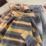 Stripe Hooded Men's Winter Sweater Men's Hoodies Fashion Sweater For Men Pullover Knitted Top 2024 Autumn New