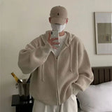 hooded sweater jacket men's cardigan sweater loose American retro Hong Kong style lazy men's trendy spring and autumn style tops