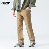 Casual Men Pants Autumn Multiple Pockets Cargo Pants Cotton Thick Trousers Winter Outdoor Overalls Straight Pantalon Cargo