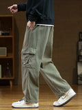 Autumn New Cargo Pants Men Multi-Pockets Cotton Casual Wide Pants Male Workwear Loose Straight Trousers Big Size 7XL 8XL