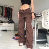 American Style Vintage Multi-pocket Distressed Cargo Pants Loose Fit Slimming Straight-leg Casual Trousers For Men Women