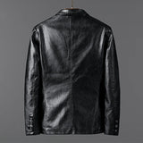 Leather Jackets Men Slim Fit Full Sleeve Coats Single Breasted Spliced Turn Down Collar Jacket Casual Male Autumn 2024