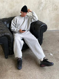 Men's Solid O-neck Long Sleeve Sweatshirt and Elastic Pocket Ankle Pants Two-piece Set Fashion Street Simple Versatile Male Suit