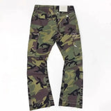 New Style Green Camouflage Splatter Patchwork Cargo Pants American Style High Street Micro Flare Casual Trousers