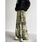 Foesce 2024 Cyber Y2K Fashion Embroidery Camouflage Baggy Flare Jeans Pants Men Clothes Straight Harajuku Fashion Casual Long Trousers