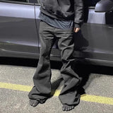 Men's Jeans Fashion Pants for Man Zipper Full Length Streetwear Pants Denim Black Solid Men's Clothing