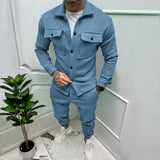 Men's Casual Suede Jacket and Pants Set, Large Size, Autumn Trend, Fashion, Foreign Trade, 2 Piece Set