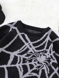 New Popular Autumn and Winter Spider Web Jacquard Pattern Pullover Sweater Casual Round Neck Knitted Men's Pullover