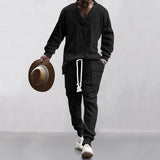 Solid color jacquard men long sleeve suit casual daily suit spring and autumn clothing men loose shopping clothes fashion