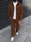 FOESCE Spring and autumn 2025 new European and American men's corduroy long-sleeve jacket, fashion, casual and high-quality trousers