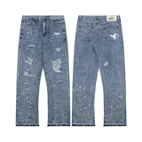 FOESCE Trendy American Style Gallery Dept Men's Jeans Vibe Loose-Fit Straight-Leg High Street Long Pants Hip Hop Style