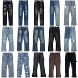 FOESCE Trendy American Style Gallery Dept Men's Jeans Vibe Loose-Fit Straight-Leg High Street Long Pants Hip Hop Style