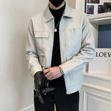 Trendy Faux Leather Motorcycle Jacket For Men New Style Spring Autumn Clothing Korean Version