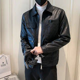 Trendy Faux Leather Motorcycle Jacket For Men New Style Spring Autumn Clothing Korean Version