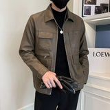 Trendy Faux Leather Motorcycle Jacket For Men New Style Spring Autumn Clothing Korean Version