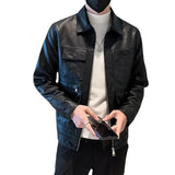 Trendy Faux Leather Motorcycle Jacket For Men New Style Spring Autumn Clothing Korean Version