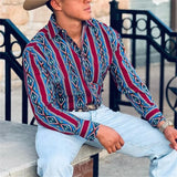 FOESCE Western denim long sleeve shirt Ethnic tribal style party outdoor casual luxury men's designer design soft and comfortable