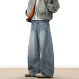 FOESCE Wide Leg Denim Pants Male Loose Cowboy Mopping Trousers baggy Men's Jeans  Fashion Handsome Washed Streetwear Casual