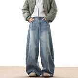 FOESCE Wide Leg Denim Pants Male Loose Cowboy Mopping Trousers baggy Men's Jeans  Fashion Handsome Washed Streetwear Casual