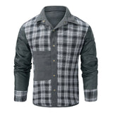 FOESCE Winter Men'S Bomber Jacket High-Quality Male Plaid Flannel Jacket Men'S Lapel Thick Warm Cargo Jackets Coats Streetwear Outfits