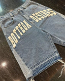 FOESCE Y2K American Street Embroidery High Waist Washed Oversized Denim Shorts Harajuku Retro Trendy Brand Jeans Men Goth Punk Shorts