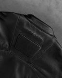 FOESCE Y2k Vintage Reaven Anthem Leather Jacket Black Loose Geometry Pattern Embroidery Bomber Zip Up Jackets Coat Punk Men Clothing