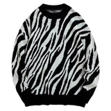 FOESCE Zebra Sweater Men Autumn New Hip Hop Harajuku Streetwear Vintage Sweaters Loose Fashion Pullover Knit Couples Large Size Knitted